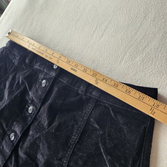 Kate Spade Broome Street Mini Skirt Black Velvet A-Line Button Front Size 16 - Picture 3 of 8